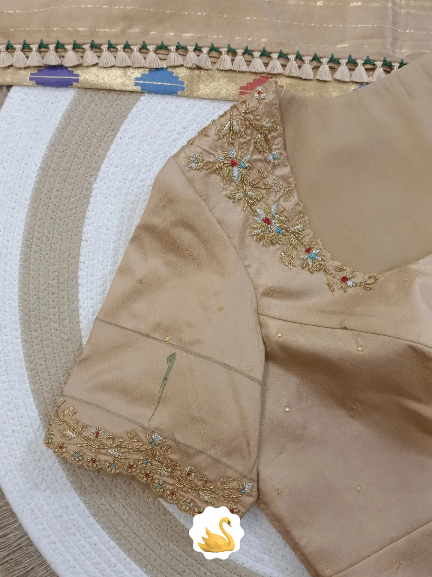 Elegant Paithani blouse with hand embroidery
